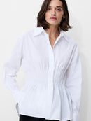 Cambria Cotton Smocked Shirt - Linen White