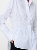 Cambria Cotton Smocked Shirt - Linen White