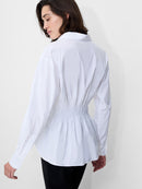 Cambria Cotton Smocked Shirt - Linen White