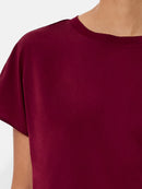 Crepe Light Round Neck Top - Bordeaux Red