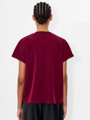 Crepe Light Round Neck Top - Bordeaux Red