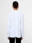 Candice Satin Pearl Trim Shirt - Winter White