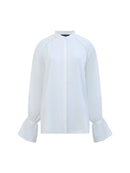 Candice Satin Pearl Trim Shirt - Winter White