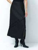 Dahlia Lace Mix Slip Midi Skirt - Graphite Grey/black