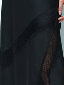 Dahlia Lace Mix Slip Midi Skirt - Graphite Grey/black