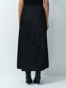 Dahlia Lace Mix Slip Midi Skirt - Graphite Grey/black