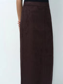 Laney Suedette Skirt - Mocha Brown