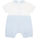 Pleated Yoke & Toy Romper - Pale Blue
