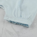Pleated Yoke & Toy Romper - Pale Blue