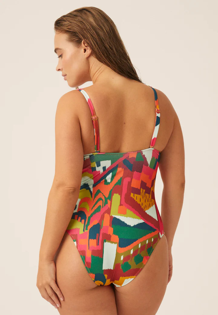 Underwired Swim Suit - Red/green