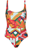 Underwired Swim Suit - Red/green