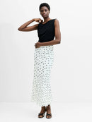 Valeria Emina Chiffon Polka Skirt - Porcelain Cream/black