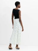 Valeria Emina Chiffon Polka Skirt - Porcelain Cream/black
