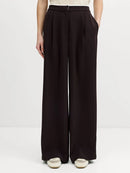 Suting Wide Leg Trouser - Moch Brwn/porc Crm