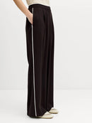 Suting Wide Leg Trouser - Moch Brwn/porc Crm