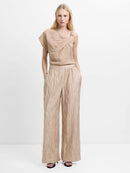 Novie Crinkle Trouser - Warm Neutral