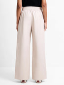 Tasher Wide Leg PU Trouser - Taupe Grey