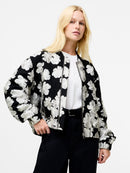 Lora Poly Jacquard Bomber Jacket - Porcelain Cream/black