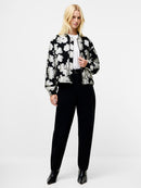 Lora Poly Jacquard Bomber Jacket - Porcelain Cream/black
