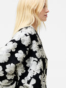 Lora Poly Jacquard Bomber Jacket - Porcelain Cream/black