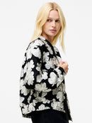 Lora Poly Jacquard Bomber Jacket - Porcelain Cream/black