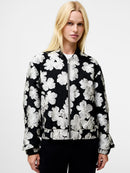 Lora Poly Jacquard Bomber Jacket - Porcelain Cream/black