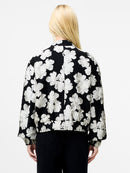 Lora Poly Jacquard Bomber Jacket - Porcelain Cream/black