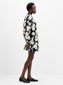 Lora Poly Jacquard Bomber Jacket - Porcelain Cream/black