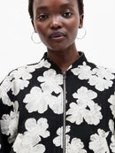 Lora Poly Jacquard Bomber Jacket - Porcelain Cream/black