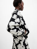 Lora Poly Jacquard Bomber Jacket - Porcelain Cream/black