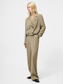 Vinnie Tailored Cropped Jacket - Washed Khaki