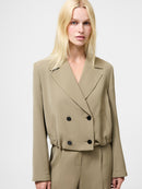 Vinnie Tailored Cropped Jacket - Washed Khaki