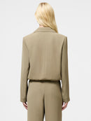 Vinnie Tailored Cropped Jacket - Washed Khaki