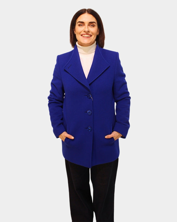 Round Neck Coat - Electric Blue