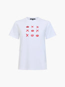 Noughts And Kisses T Shirt - Linen White/red