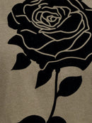 Rose Flocked T Shirt - Khaki Green/black