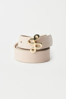Gold Buckle Belt - Beige