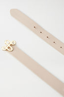 Gold Buckle Belt - Beige