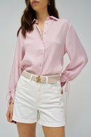 Gold Buckle Belt - Beige