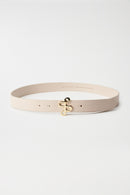 Gold Buckle Belt - Beige