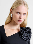 Valetta Jersey Rosette Top - Black