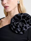 Valetta Jersey Rosette Top - Black