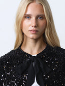 Monet Sequin Tie Cardigan - Blackout