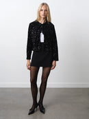 Monet Sequin Tie Cardigan - Blackout