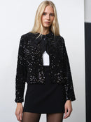 Monet Sequin Tie Cardigan - Blackout