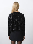 Monet Sequin Tie Cardigan - Blackout