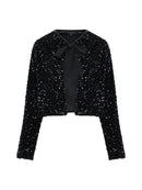 Monet Sequin Tie Cardigan - Blackout