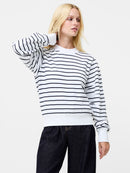 Sunday Sweat Striped Sweatshirt - Linen White/blue