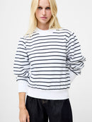 Sunday Sweat Striped Sweatshirt - Linen White/blue