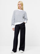 Sunday Sweat Striped Sweatshirt - Linen White/blue